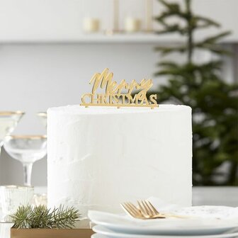 Ginger Ray Merry Christmas Gold Acrylic Cake Topper