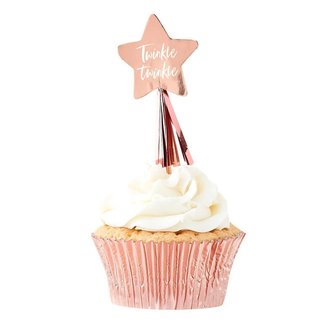 Ginger Ray Twinkle Twinkle Rose Gold Cupcake Toppers pk/12
