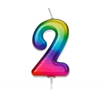 Anniversary House Metallic Rainbow Candle Number 2