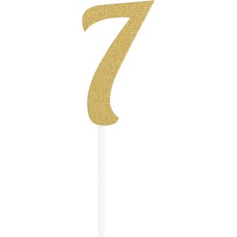 Anniversary House Number 7 Glitter Cake Topper Gold