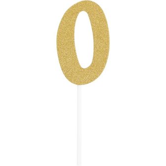 Anniversary House Number 0 Glitter Cake Topper Gold