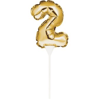 AH Mini Balloon Cake Topper Gold Number 2