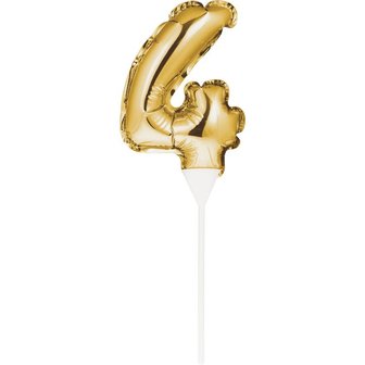 AH Mini Balloon Cake Topper Gold Number 4