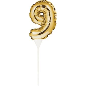 AH Mini Balloon Cake Topper Gold Number 9