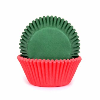 House of Marie Baking Cups Rood &amp; Groen pk/50