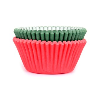 House of Marie Baking Cups Rood &amp; Groen pk/50