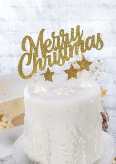 AH Glitter Merry Christmas Cake Topper Gold