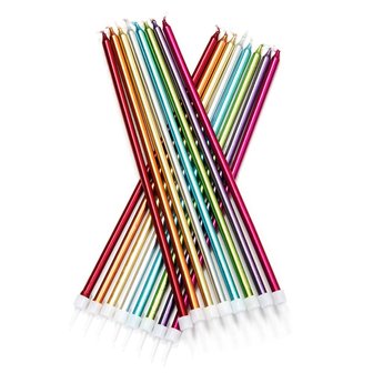 AH Extra Tall Candles Rainbow Metallic pk/16