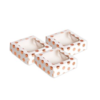 AH Rose Gold Polka Dot Small Square Treat Boxes pk/3