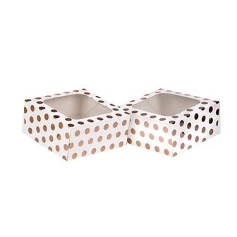 AH Rose Gold Polka Dot Small Square Treat Boxes pk/3