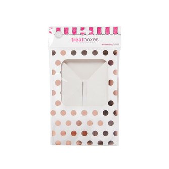 AH Rose Gold Polka Dot Square Treat Boxes 16 x16cm pk/2