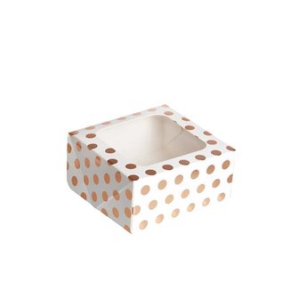 AH Rose Gold Polka Dot Square Treat Boxes 16 x16cm pk/2