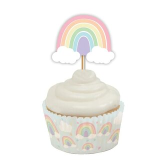 AH Pastel Rainbow Cupcake Toppers 12st