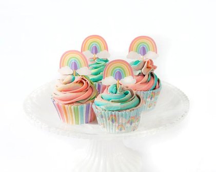 AH Pastel Rainbow Cupcake Toppers 12st