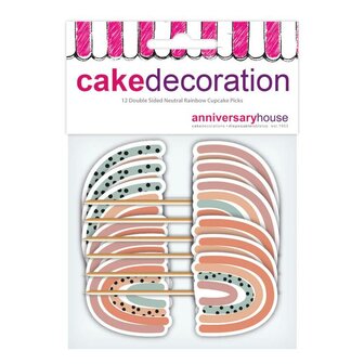AH Neutral Rainbow Cupcake Toppers 12st