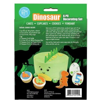 AH Dinosaur Tin-Plated Cake Decorating Cutter Kit 6st