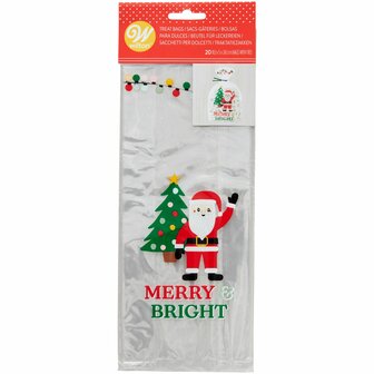 Wilton Traktatiezakjes Kerstman Merry &amp; Bright pk/20