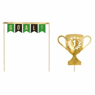 PartyDeco Cake toppers Voetbal Trofee pk/2