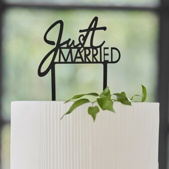 Ginger Ray Black Acrylic Just Married Cake Topper