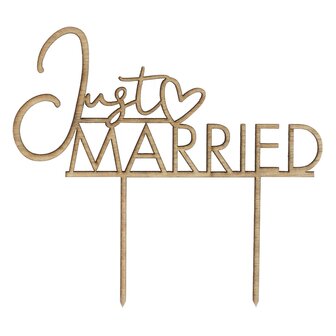 Ginger Ray Just Married Cake Topper Wood