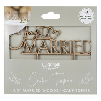 Ginger Ray Just Married Cake Topper Wood