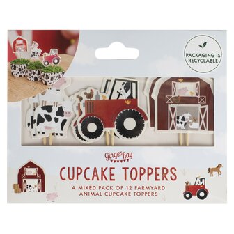 Ginger Ray Farm Birthday Cake Cupcake Toppers