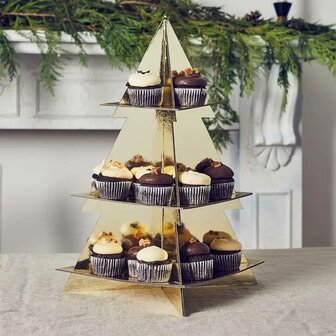 Hootyballoo Gold Christmas Tree Cake Stand 