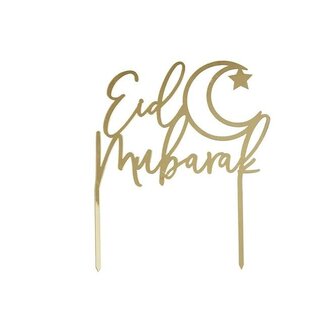 Hootyballoo Gold Eid Mubarak Acrylic Cake Topper