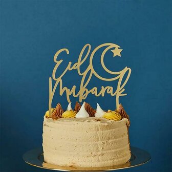 Hootyballoo Gold Eid Mubarak Acrylic Cake Topper