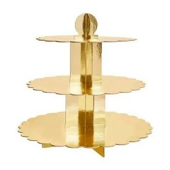 Hootyballoo Gold Scallop Edge 3 Tier Cake Stand 