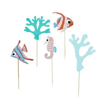 Hootyballoo Fish &amp; Coral Cake Topper Set/5