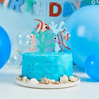 Hootyballoo Fish &amp; Coral Cake Topper Set/5