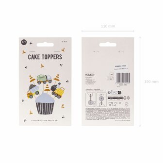 PartyDeco Cupcake Toppers - Constructie Werk pk/6