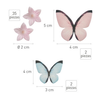 Dekora Edible Mini Flowers and Butterflies Pink and Blue 39/st