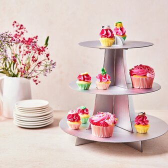 FunCakes 3 Tier Cupcake Stand Display - Silver