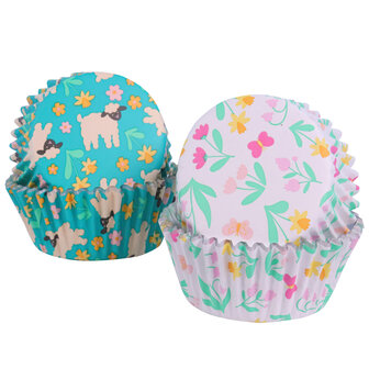 PME Paas Cupcake Vormpjes met Folievoering - Spring Meadow, 60 stuks