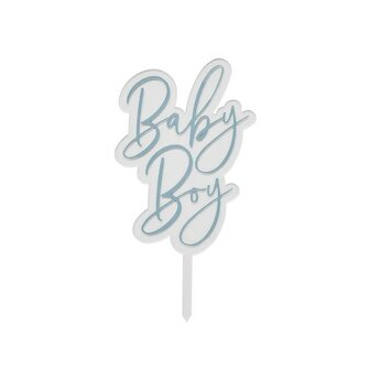 Hootyballoo Blauwe taarttopper van acryl &#039;Baby Boy&#039;