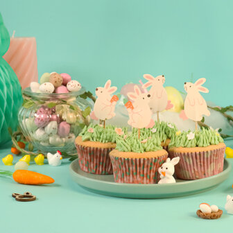 PME Paas Cupcake Vormpjes &amp; Toppers Set van 48 - Konijntjes