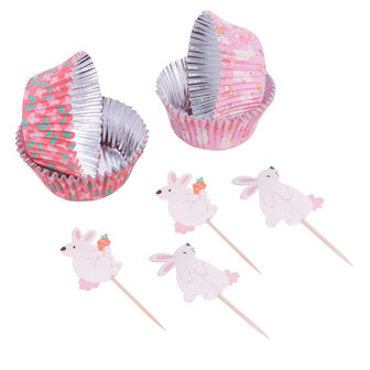 PME Paas Cupcake Vormpjes &amp; Toppers Set van 48 - Konijntjes