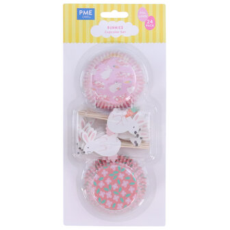 PME Paas Cupcake Vormpjes &amp; Toppers Set van 48 - Konijntjes