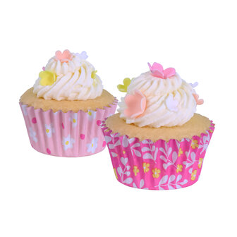 PME Mini Cupcake Vormpjes Bloemen met Folievoering - 60 stuks