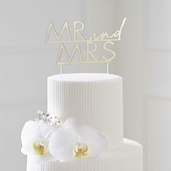 Ginger Ray Gold Acrylic Mr &amp; Mrs Cake Topper