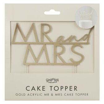 Ginger Ray Gold Acrylic Mr &amp; Mrs Cake Topper