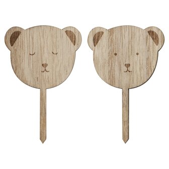 Ginger Ray Wooden Teddy Bear Baby Shower Cupcake Toppers