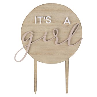 Ginger Ray It&#039;s a Girl Wooden Baby Shower Cake Topper