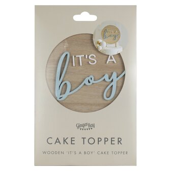 Ginger Ray It&#039;s a Boy Wooden Baby Shower Cake Topper