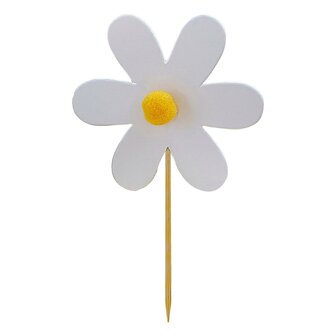Ginger Ray Daisy Cupcake Toppers with Pom Poms pk/12