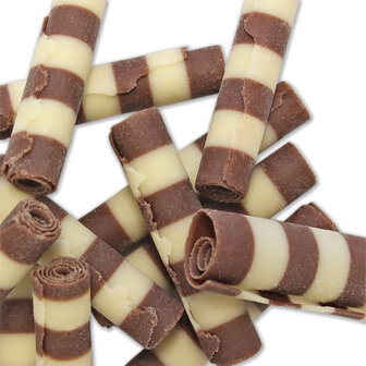 PME Chocolate Curls - Gestreepte Mini Cigarellos 100g