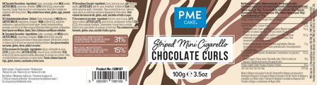 PME Chocolate Curls - Gestreepte Mini Cigarellos 100g