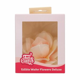 FunCakes Eetbare Papieren Bloemen Deluxe Rose Pastella Geel/Oranje Ombre Groot pk/1